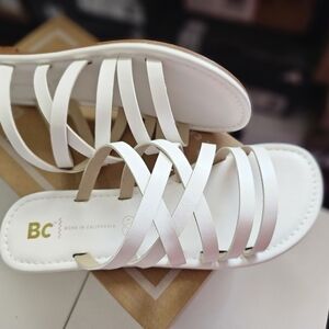 BC White Strappy Sandals for Women Size 8.5